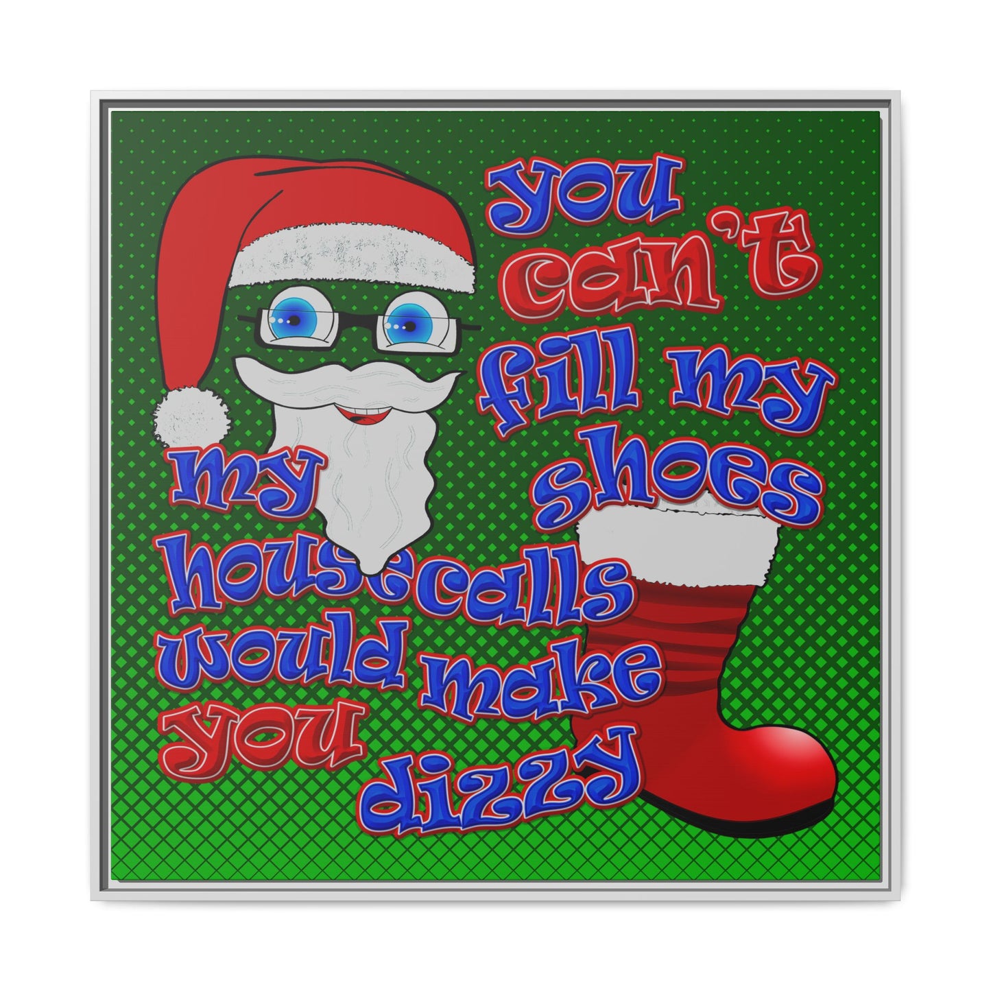 santa's shoes - framed canvas art (logo green)