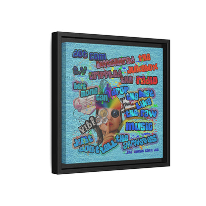 drop the beat - framed canvas art (faded blue)
