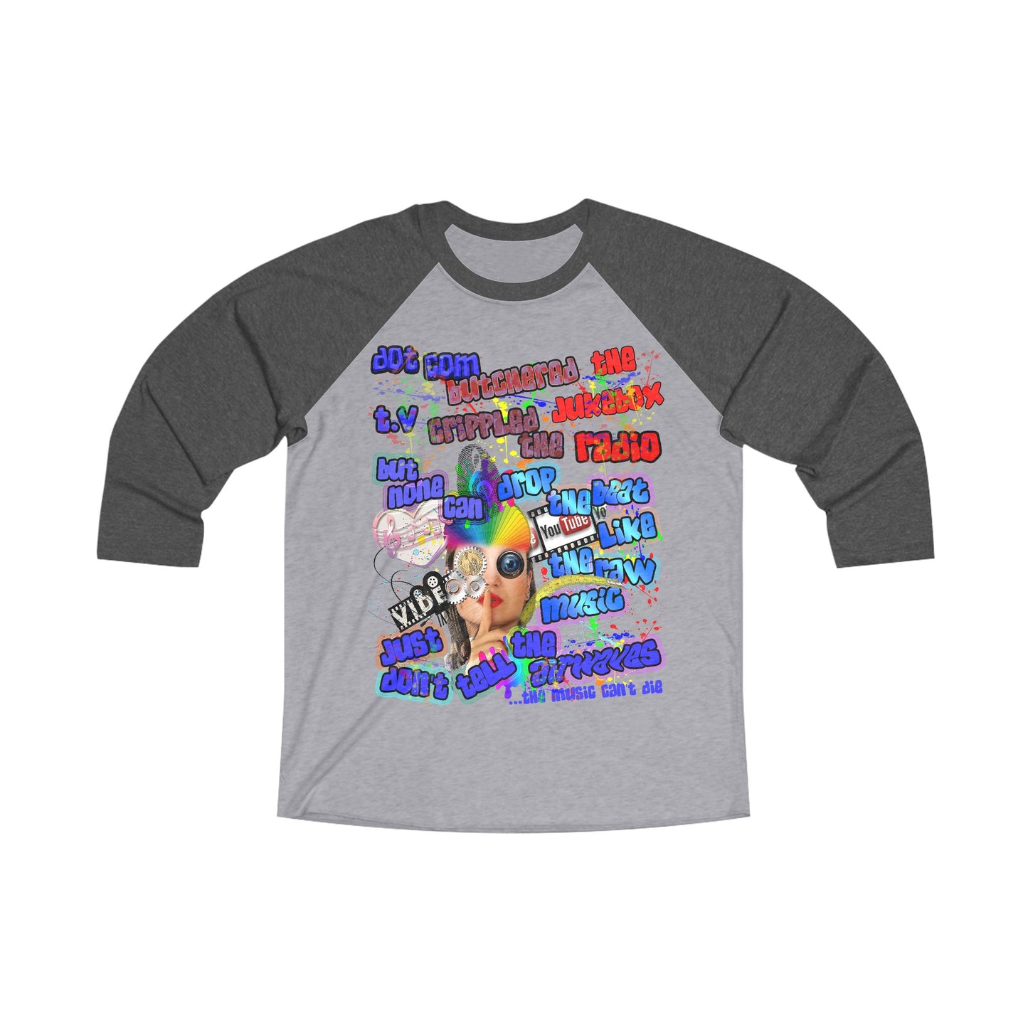 drop the beat - Unisex Tri-Blend 3\4 Raglan Tee