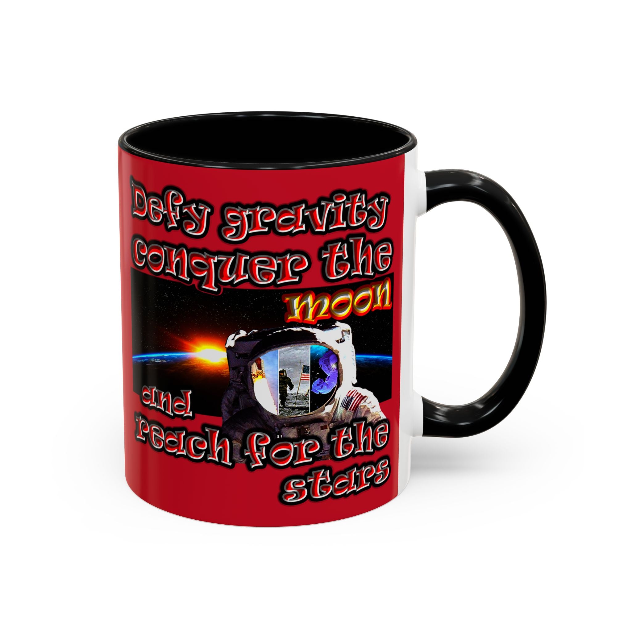defy conquer reach - Accent Mug (dark red)