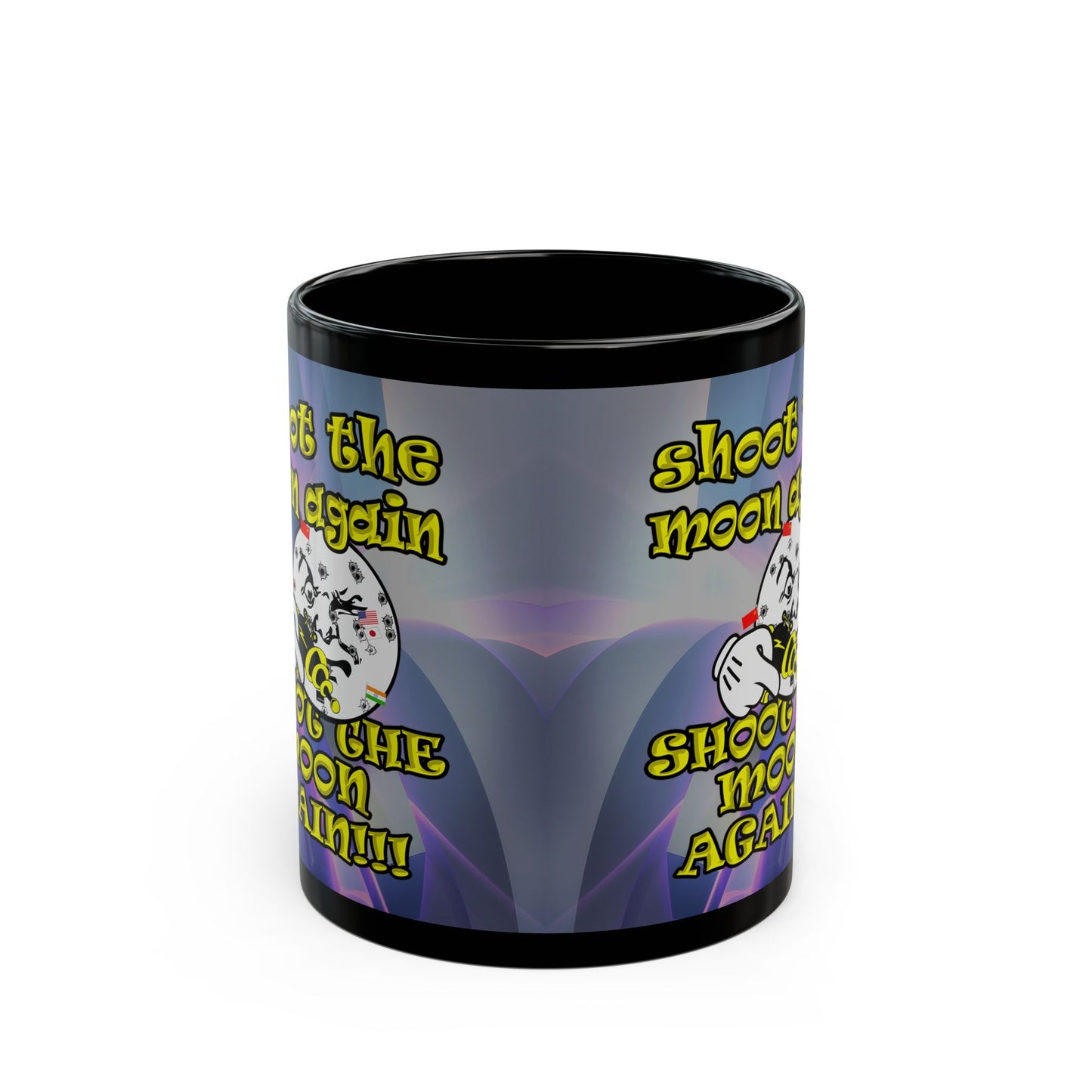 shoot the moon again - Black Mug (grey-pink wave)