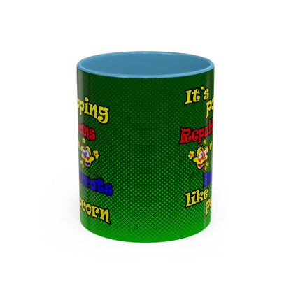 popping like popcorn - Accent Mug (logo green)