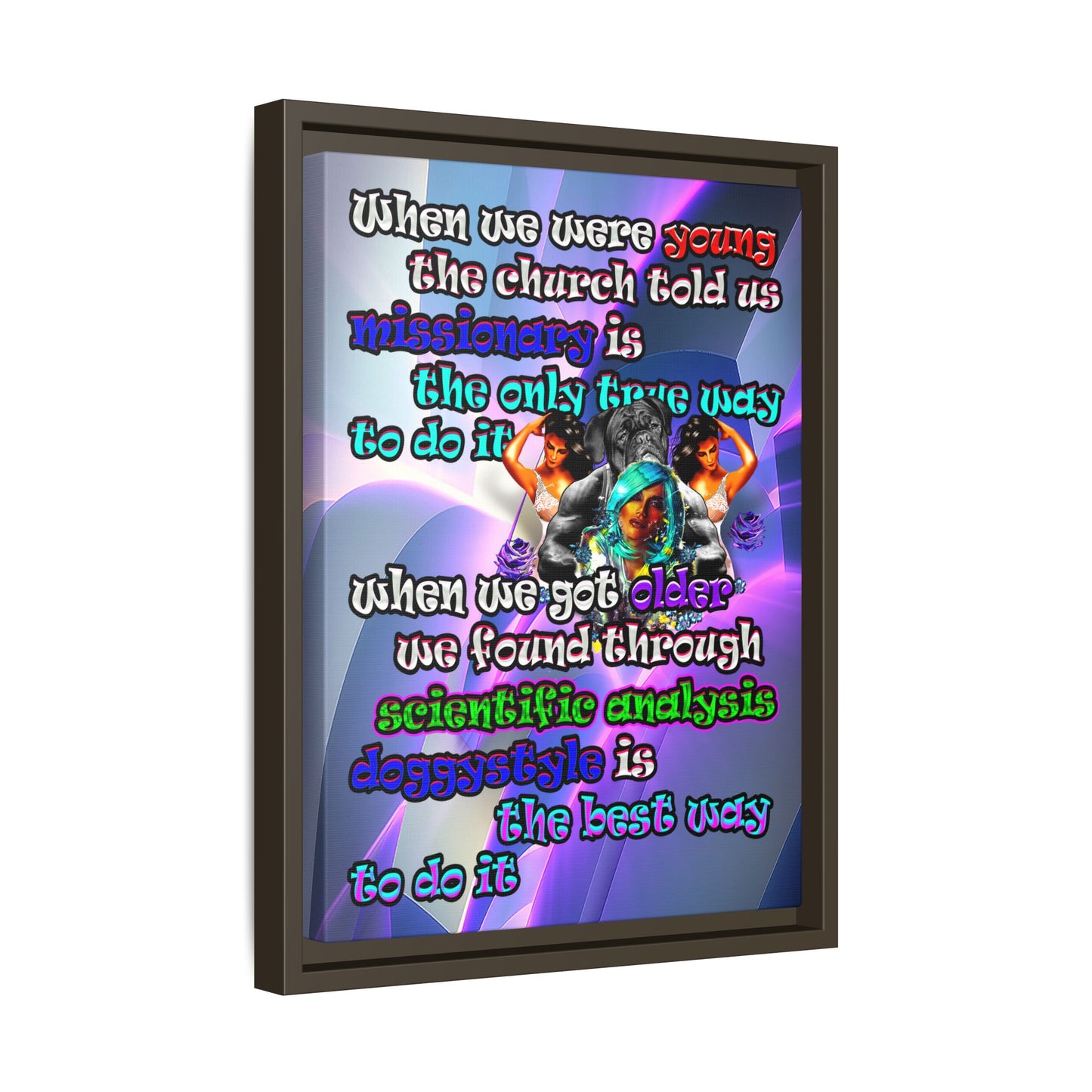doggystyle - framed canvas art (grey-pink wave)