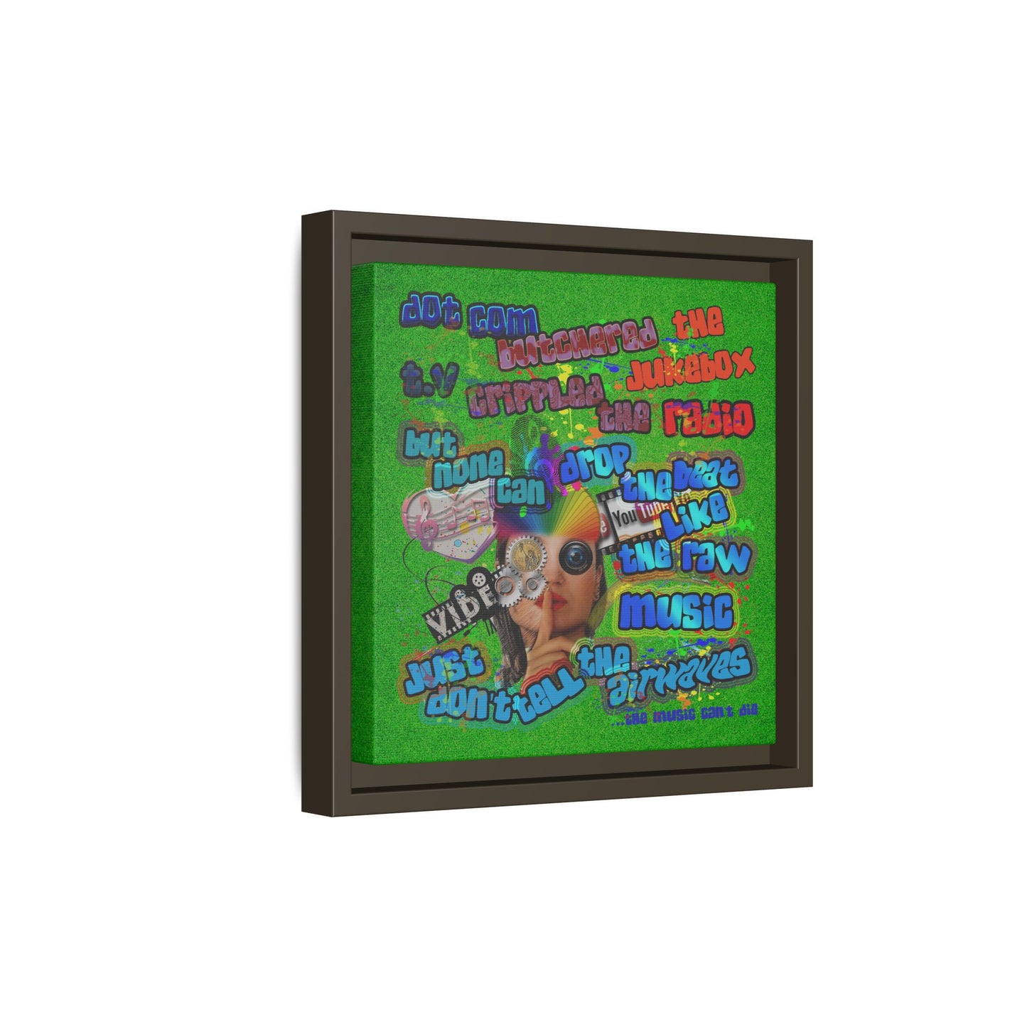 drop the beat - framed canvas art (green turf)