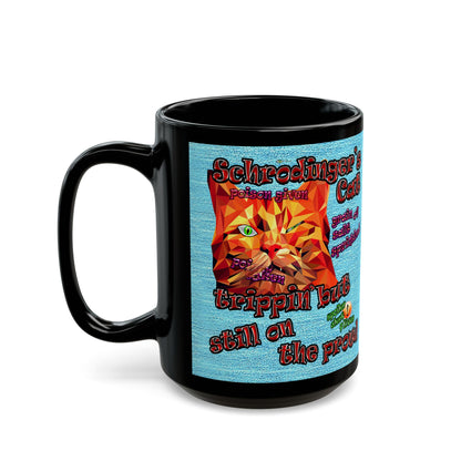 schrodinger's cat - Black Mug (faded blue)