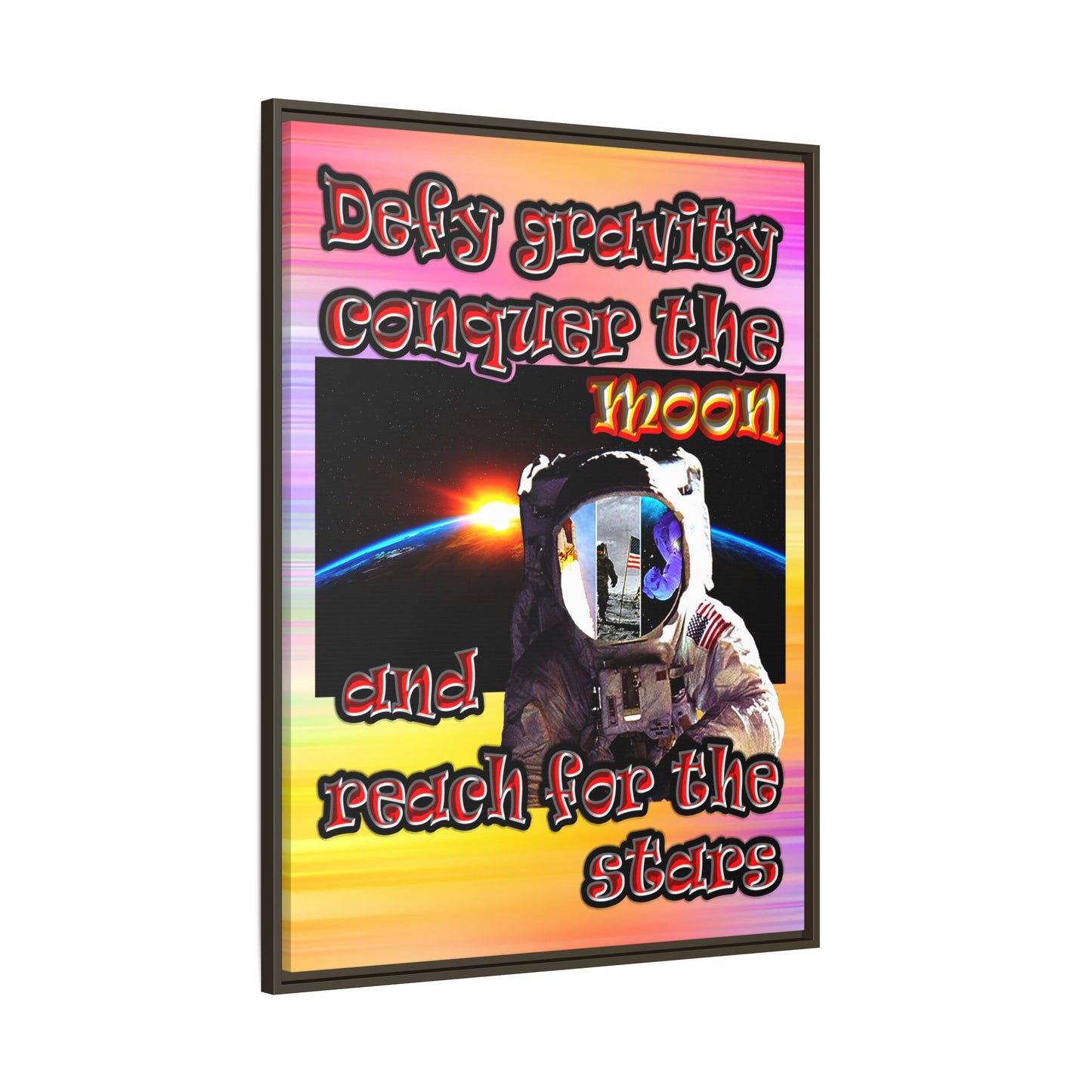 defy conquer reach - framed canvas art (color blur)