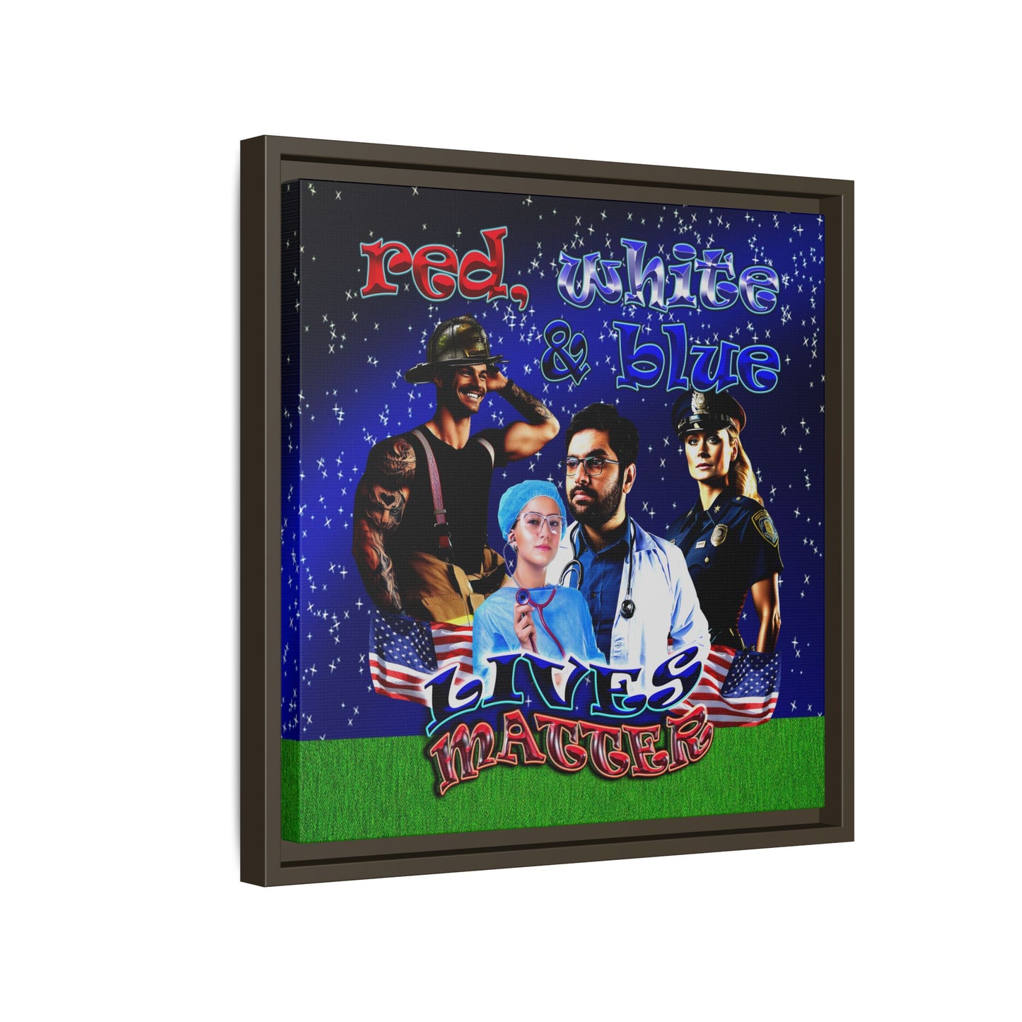 rw&b lives matter - framed canvas art ('snoops' background)