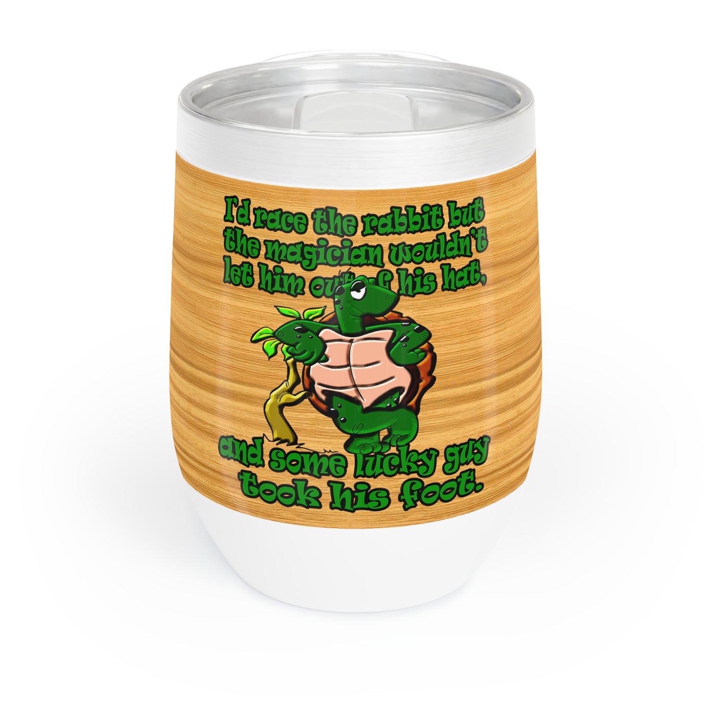 turtle race - Chill Wine Tumbler (butterscotch wood finish)