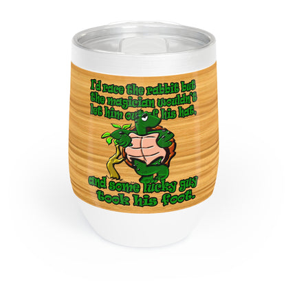turtle race - Chill Wine Tumbler (butterscotch wood finish)