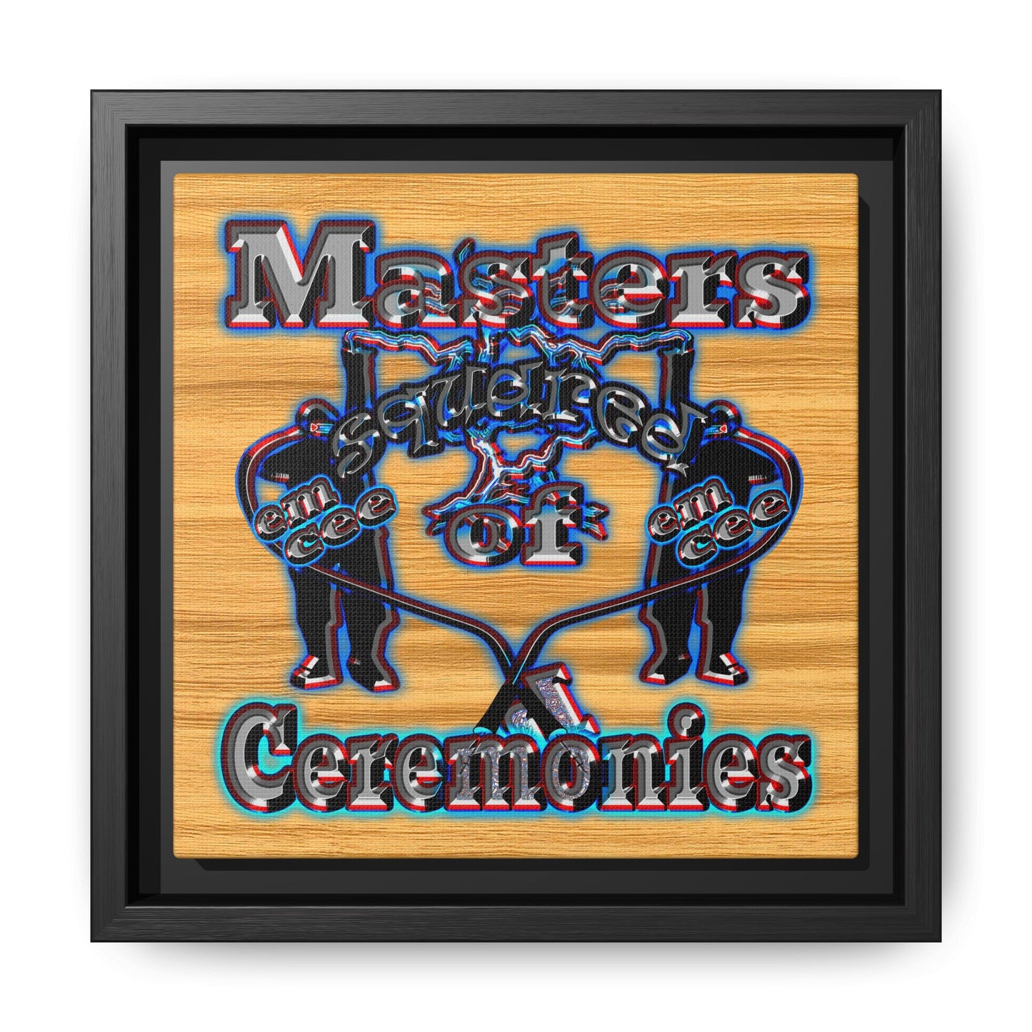 em cee squared - framed canvas art (butterscotch wood finish)