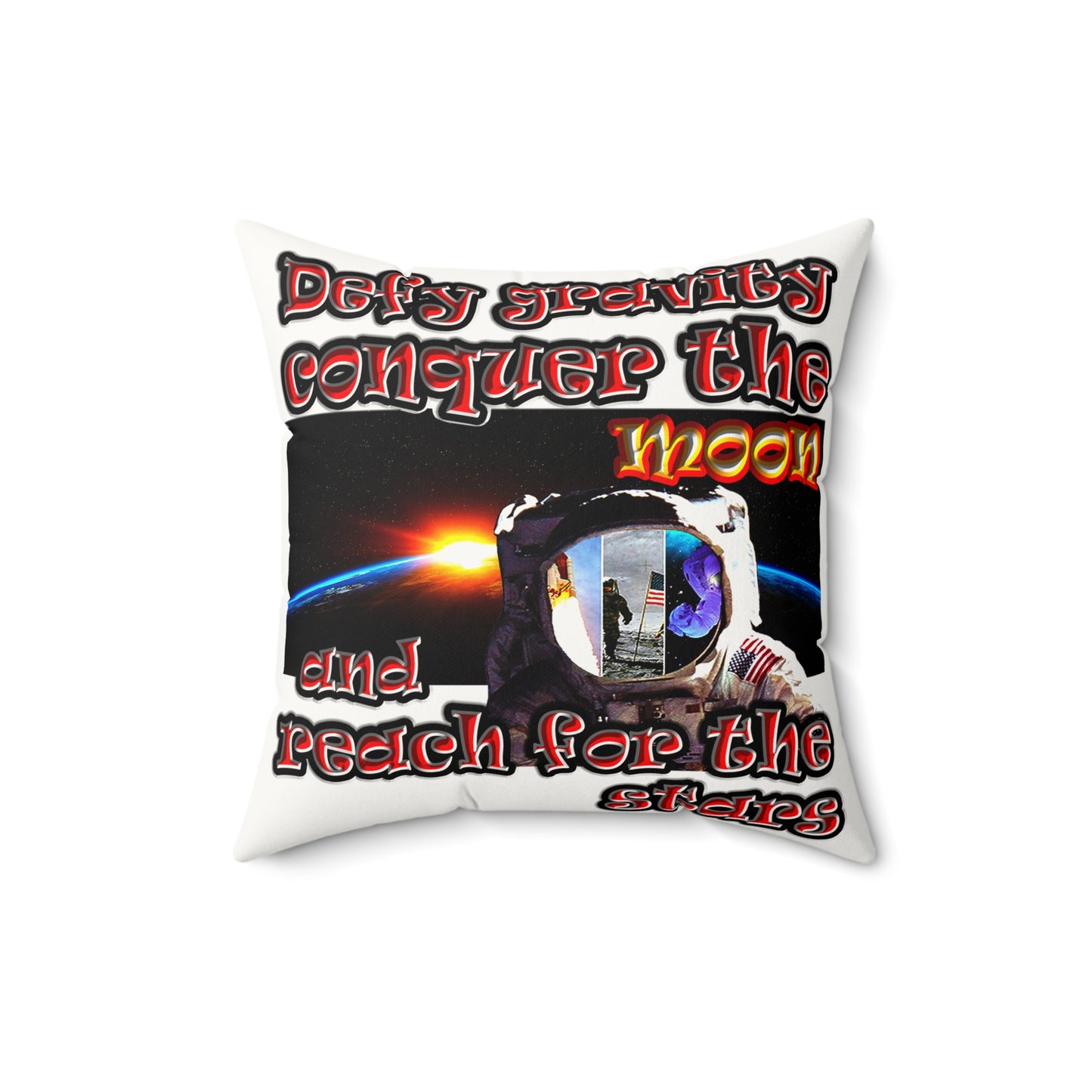 defy conquer reach - Faux Suede Square Pillow - (white)