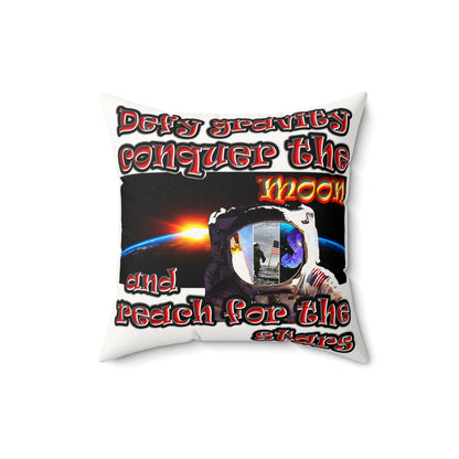 defy conquer reach - Faux Suede Square Pillow - (white)