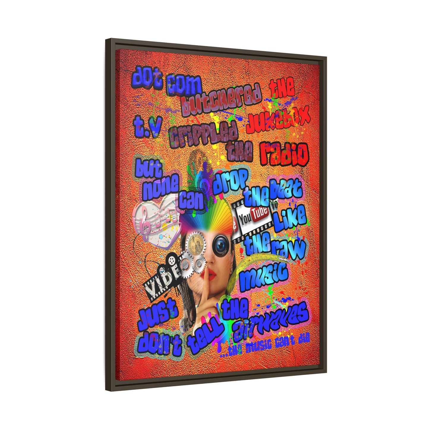 drop the beat - framed canvas art (burnt orange)