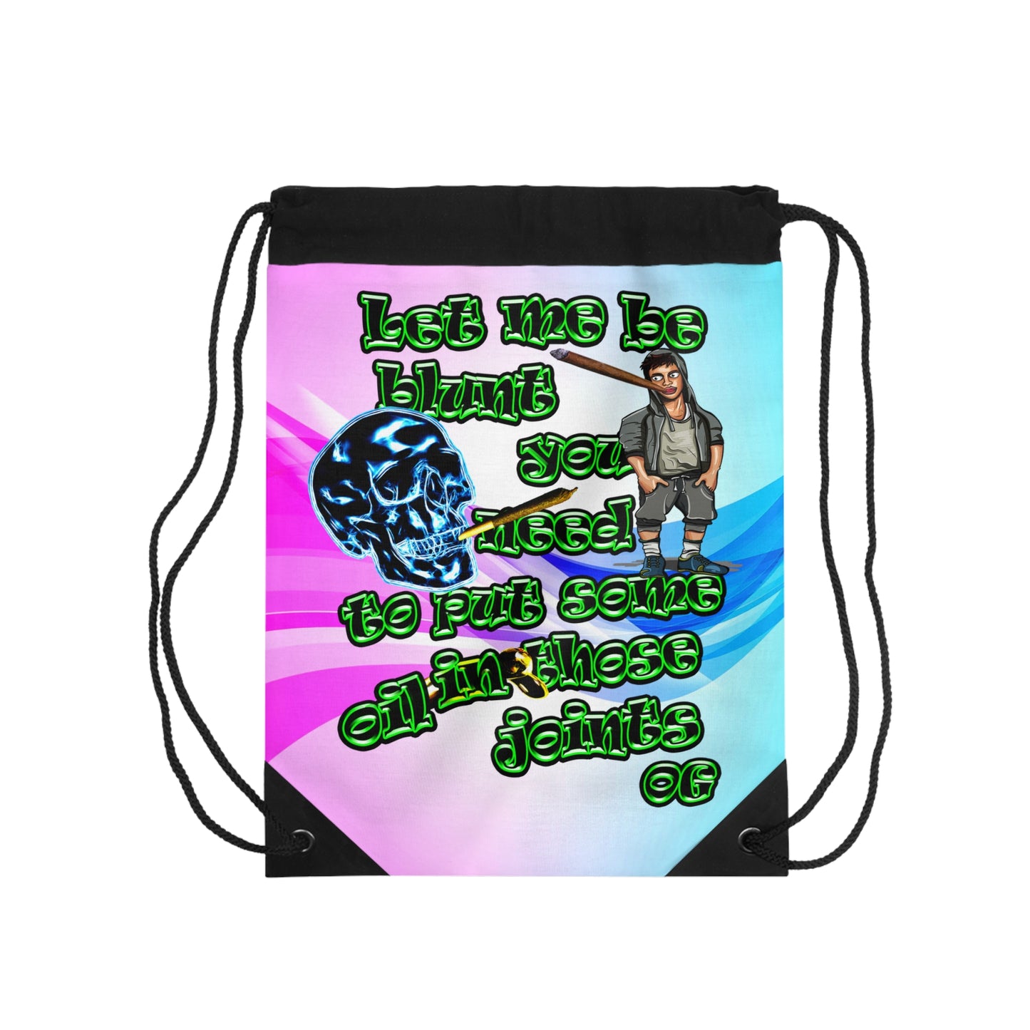 og - Drawstring Bag (light blue-pink wave)