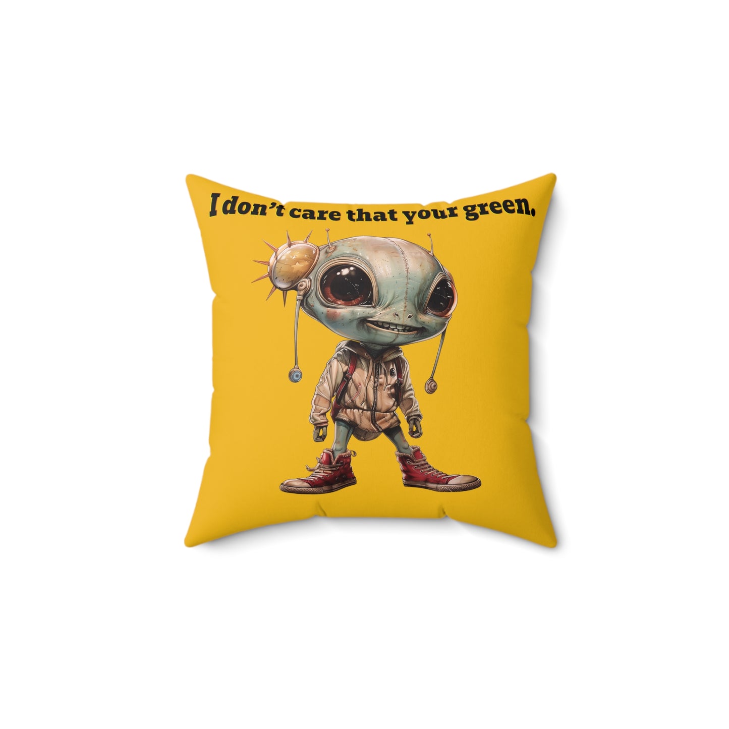 I don't care that your grey - Faux Suede Square Pillow - (yellow)