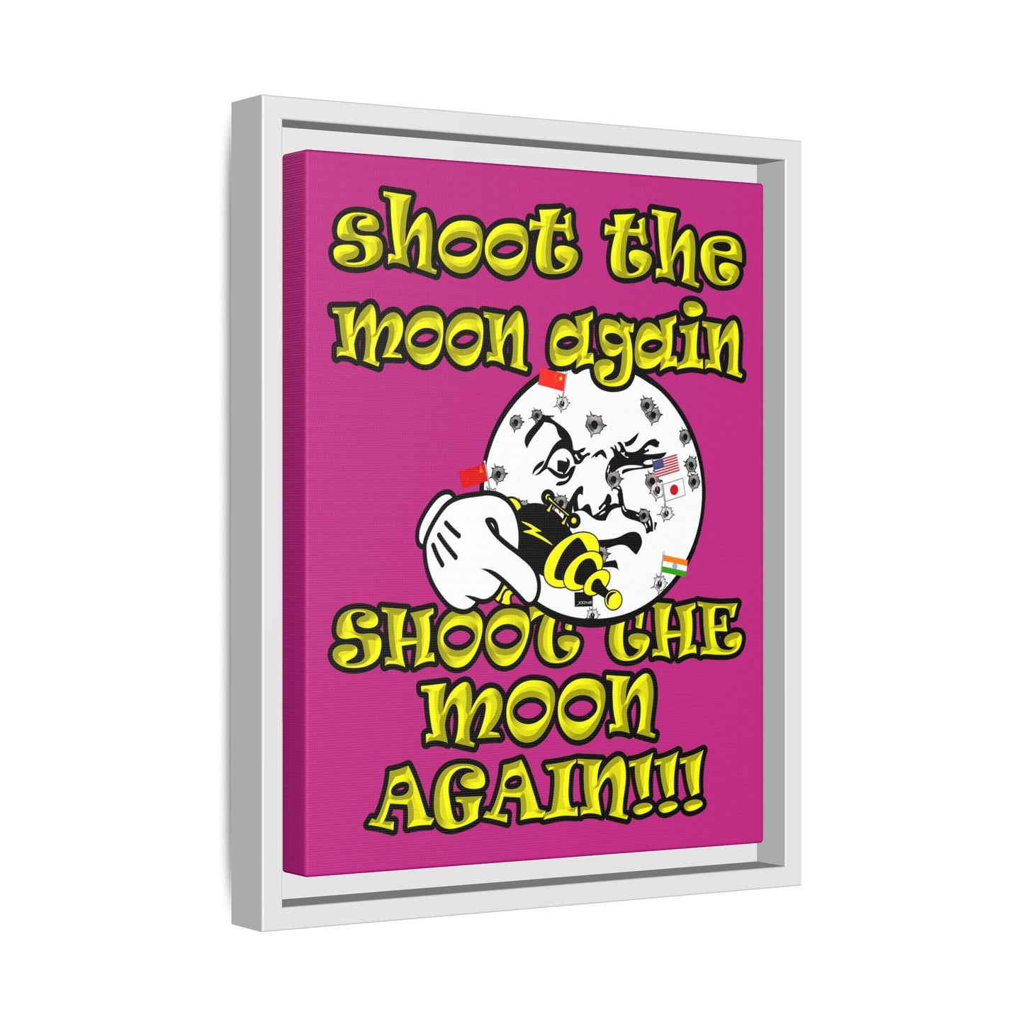 shoot the moon again - framed canvas art (pink)
