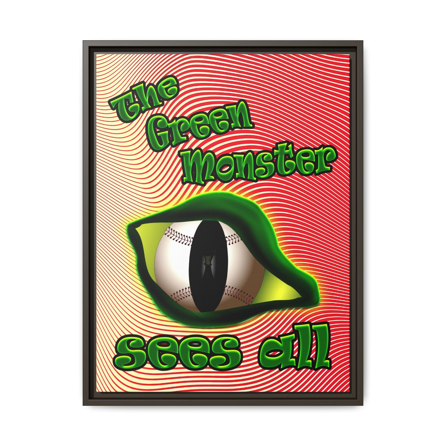 green monster - framed canvas art (yellow-orange wave)