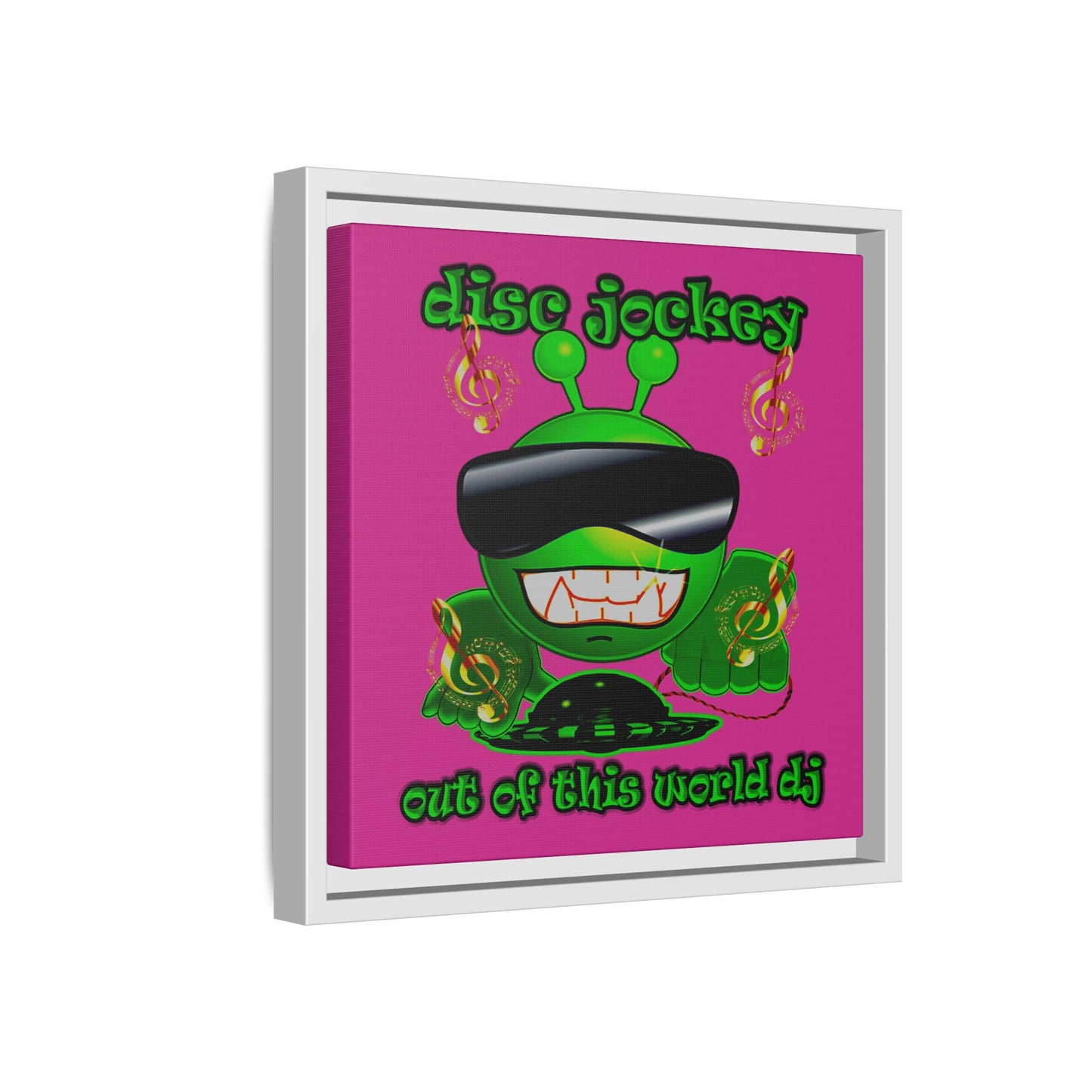 disc jockey - framed canvas art (pink)