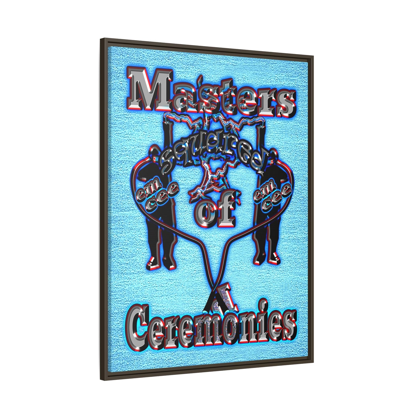 em cee squared - framed canvas art (faded blue)