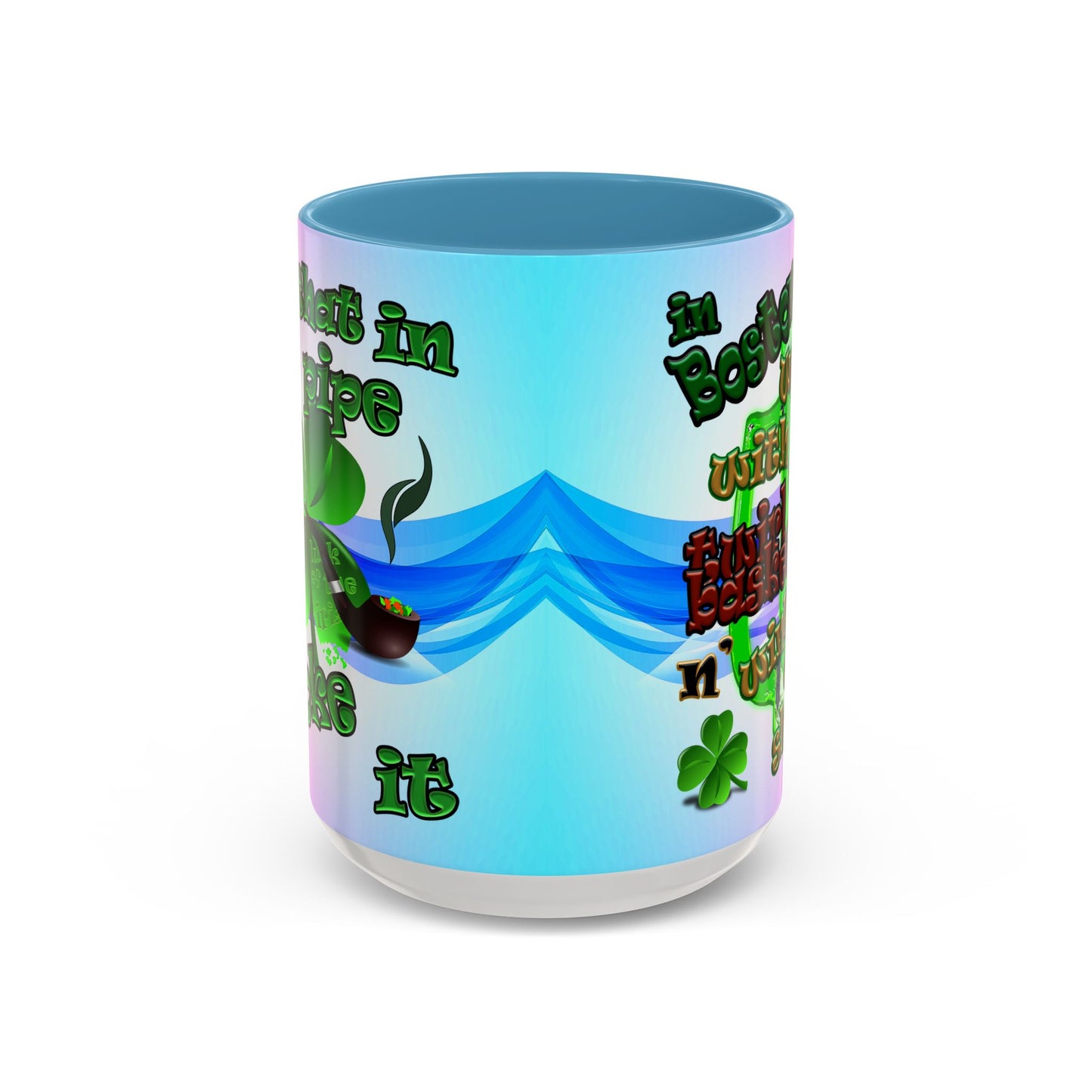 celtics logo - Accent Mug (light blue-pink wave)