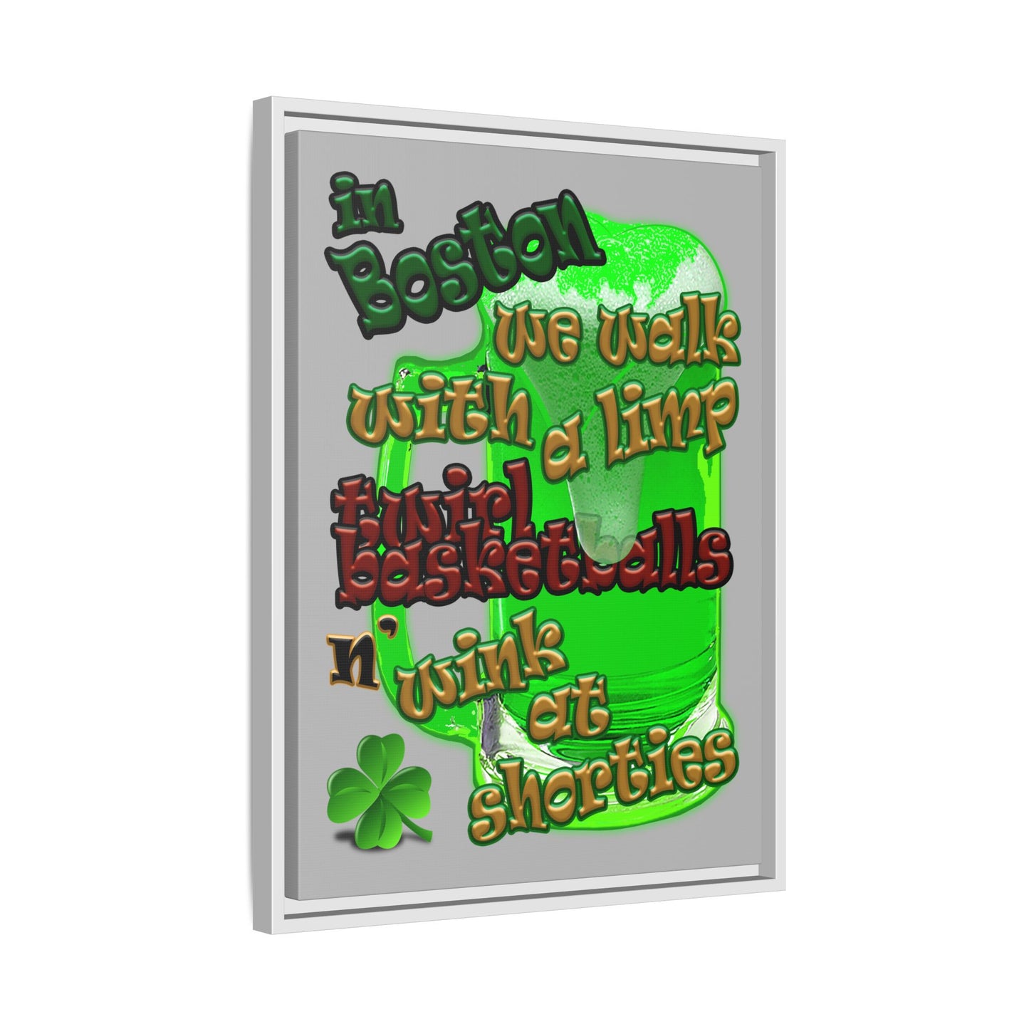celtics logo - framed canvas art (light grey)