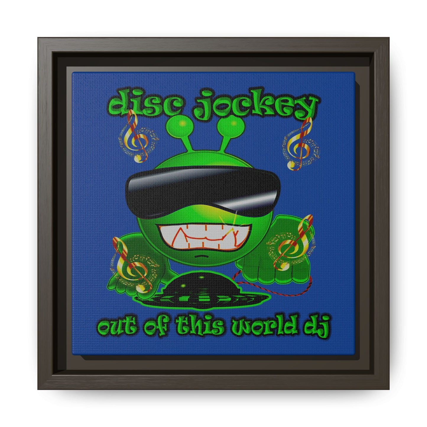 disc jockey - framed canvas art (dark blue)