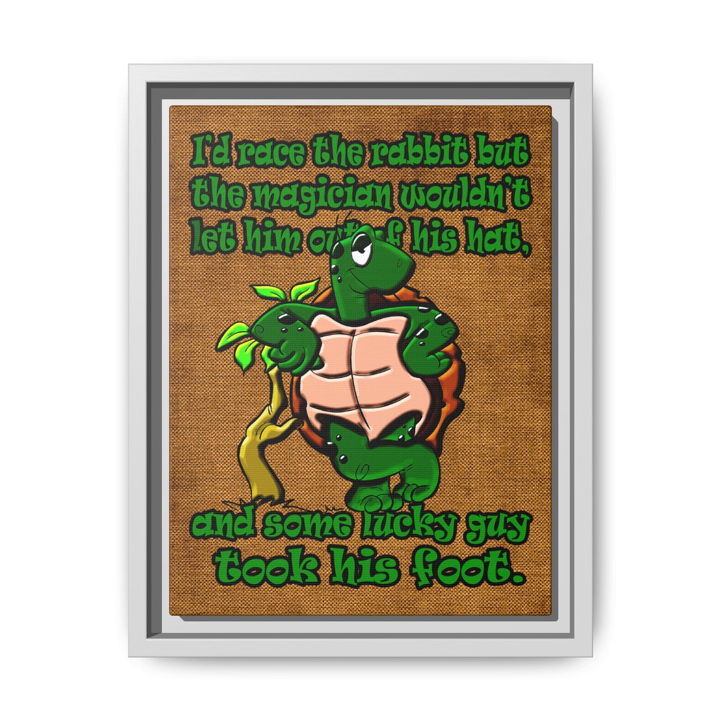 turtle race - framed canvas art (brown papyrus)