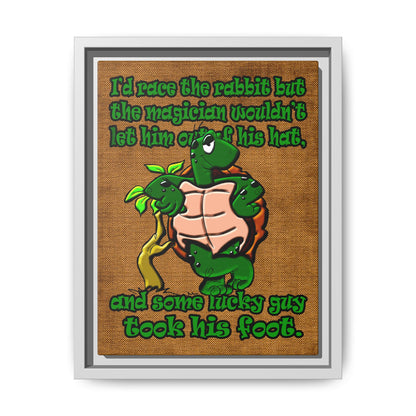 turtle race - framed canvas art (brown papyrus)