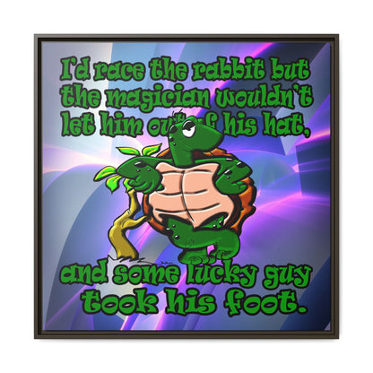 turtle race - framed canvas art (grey-pink wave)