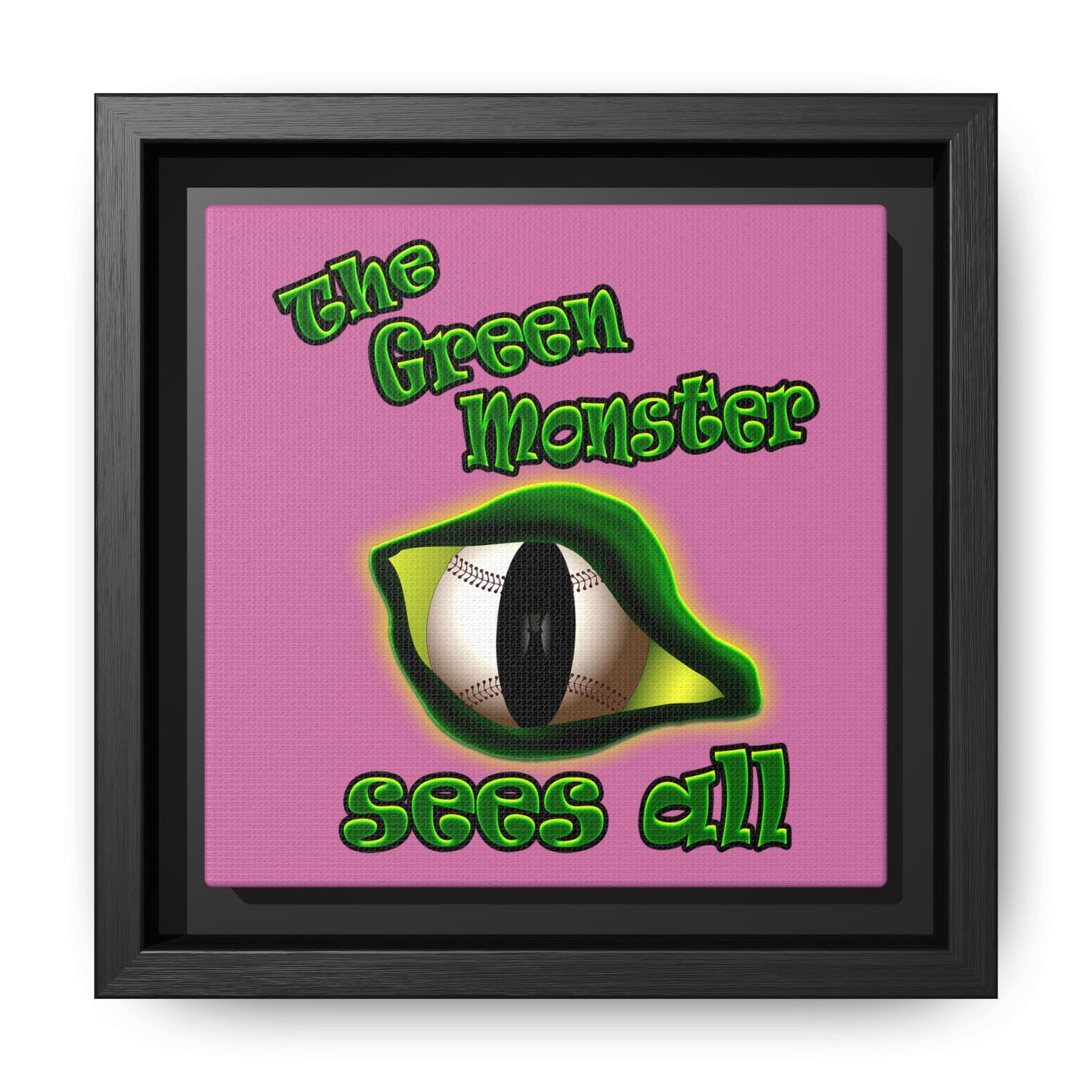 green monster - framed canvas art (light pink)