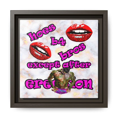 hoes b4 bros - framed canvas art (white marble)