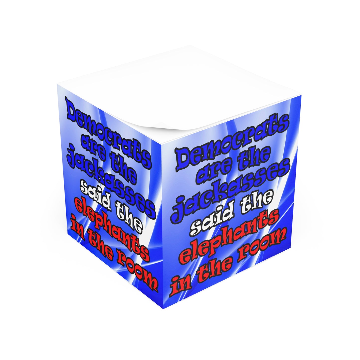 donkeys and elephants - note cube (blue-white wave)
