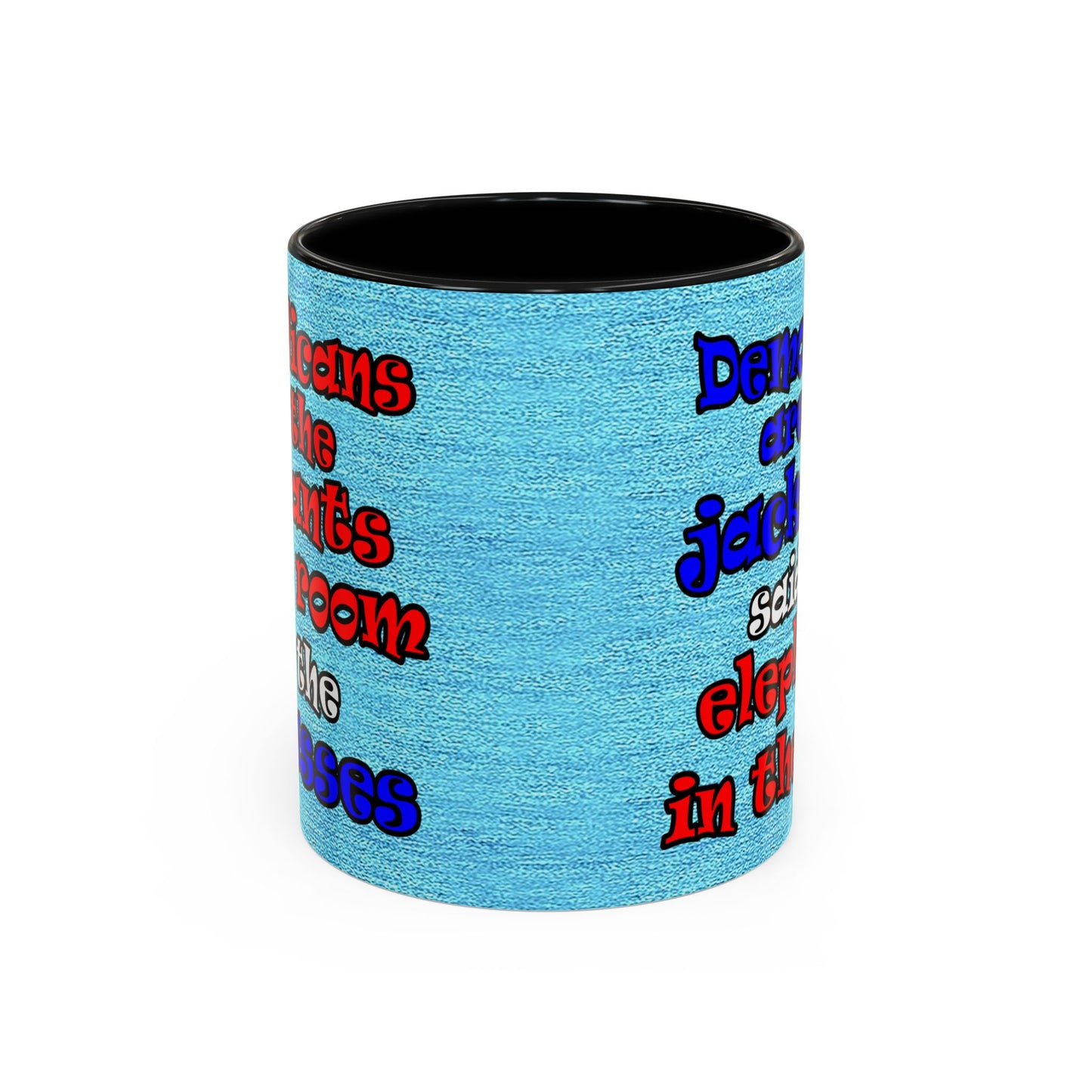 donkeys and elephants - Accent Mug (faded blue)
