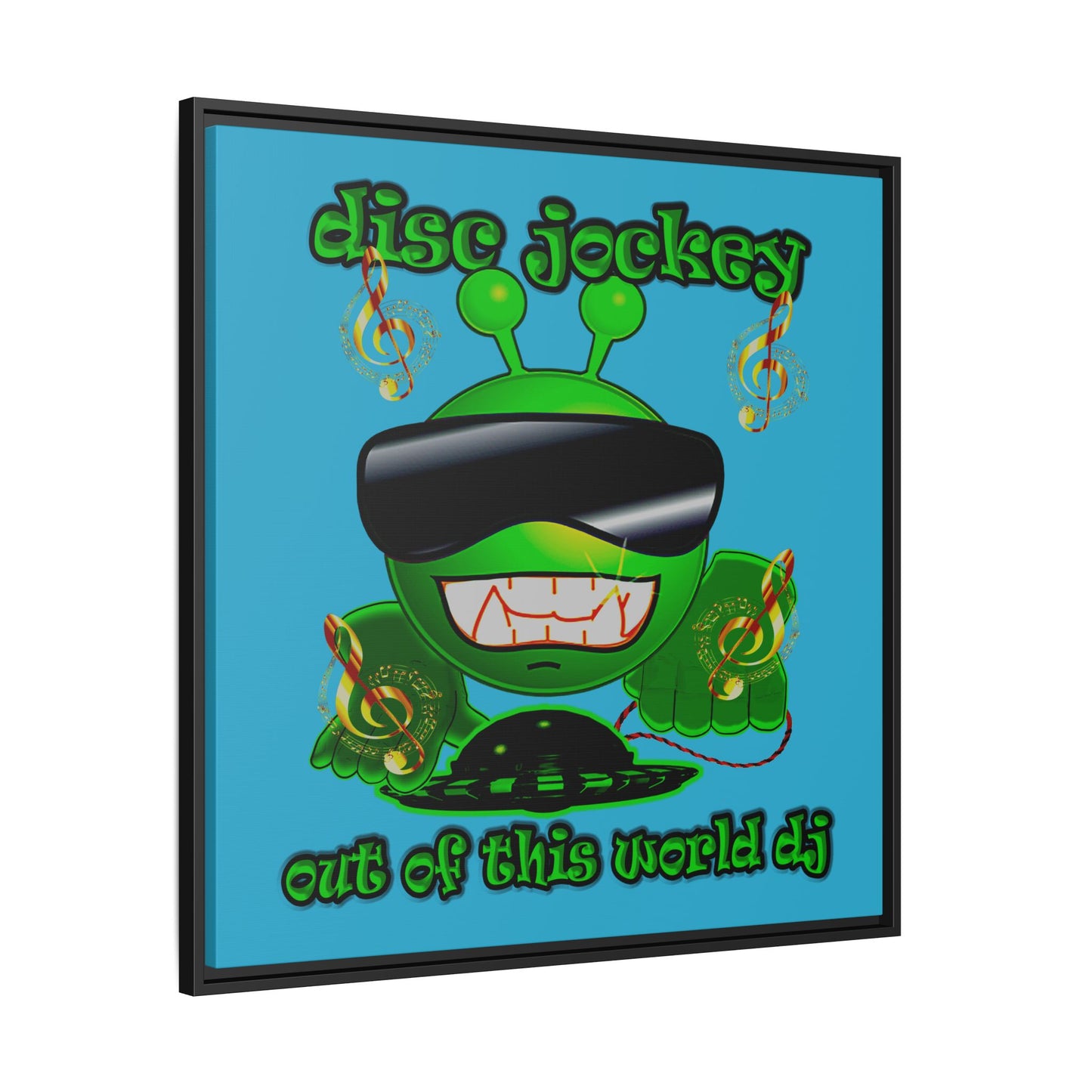 disc jockey - framed canvas art (turquoise)