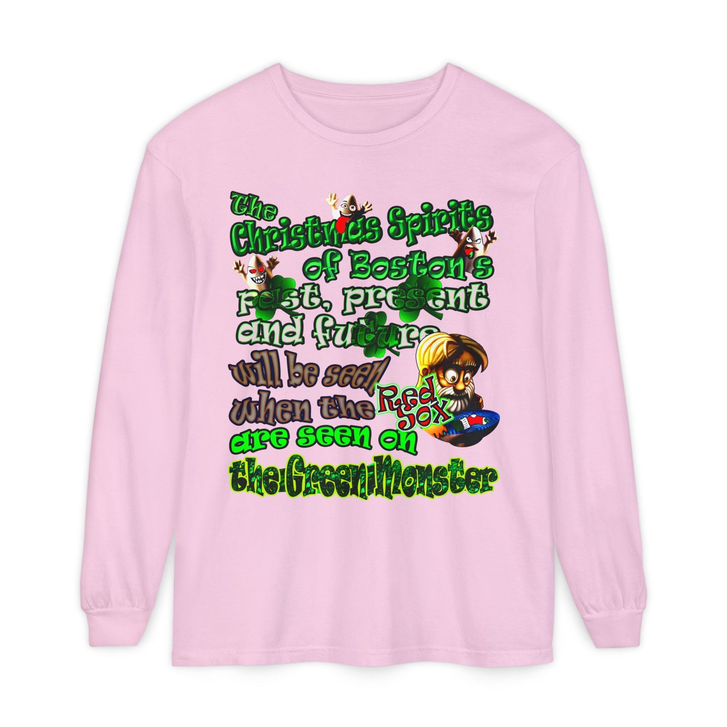 christmas spirits of boston - Unisex Garment-dyed Long Sleeve T-Shirt