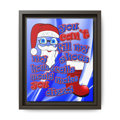 santa's shoes - framed canvas art (blue-white wave)