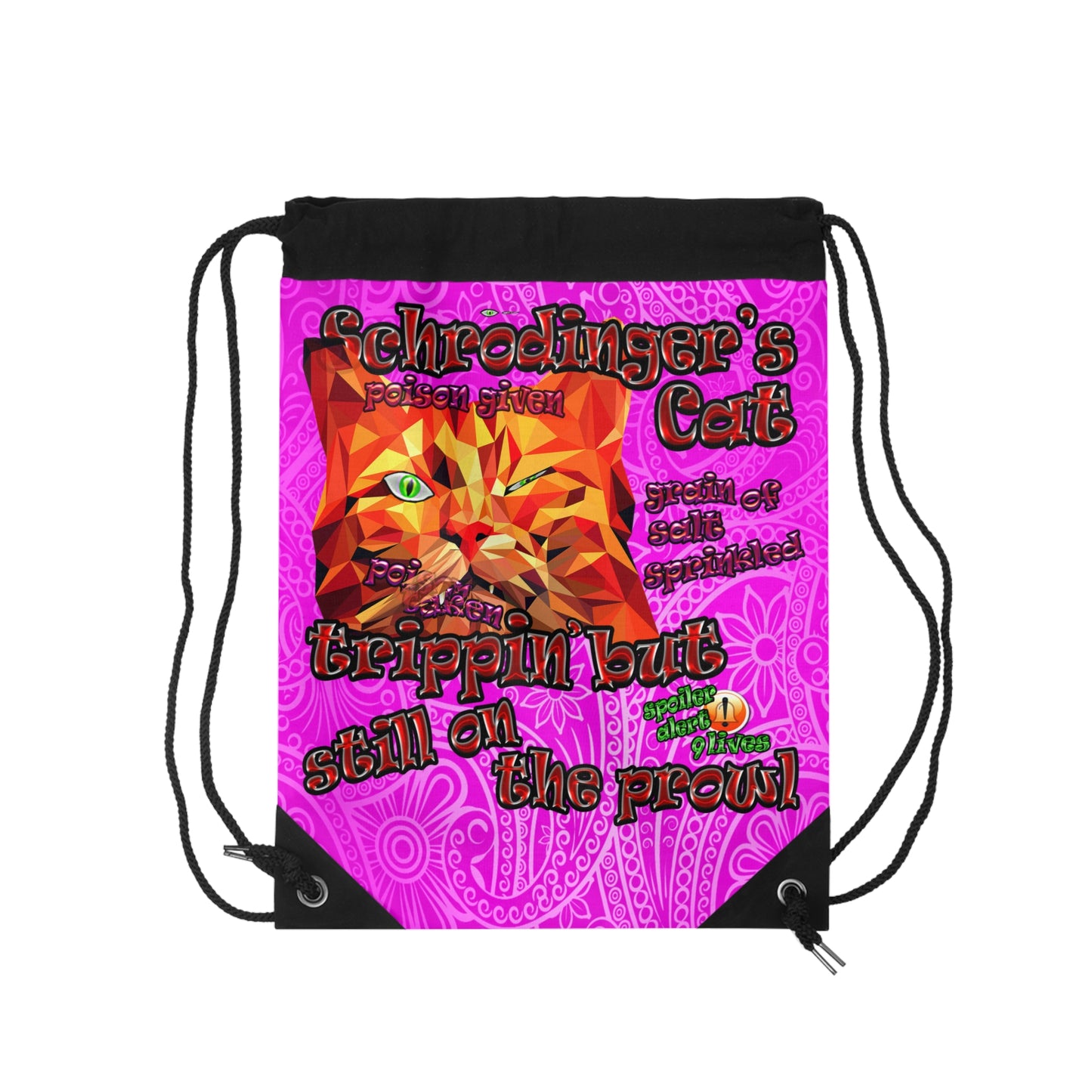 schrodinger's cat - Drawstring Bag (pink swirl)