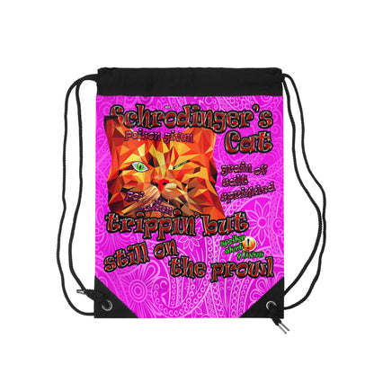 schrodinger's cat - Drawstring Bag (pink swirl)
