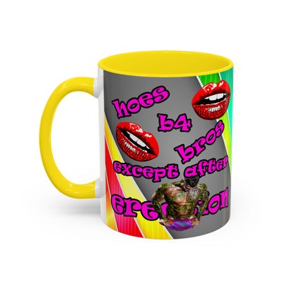 hoes b4 bros - Accent Mug (rainbow split)