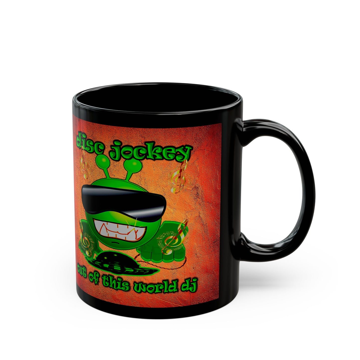 disc jockey - Black Mug (burnt orange)