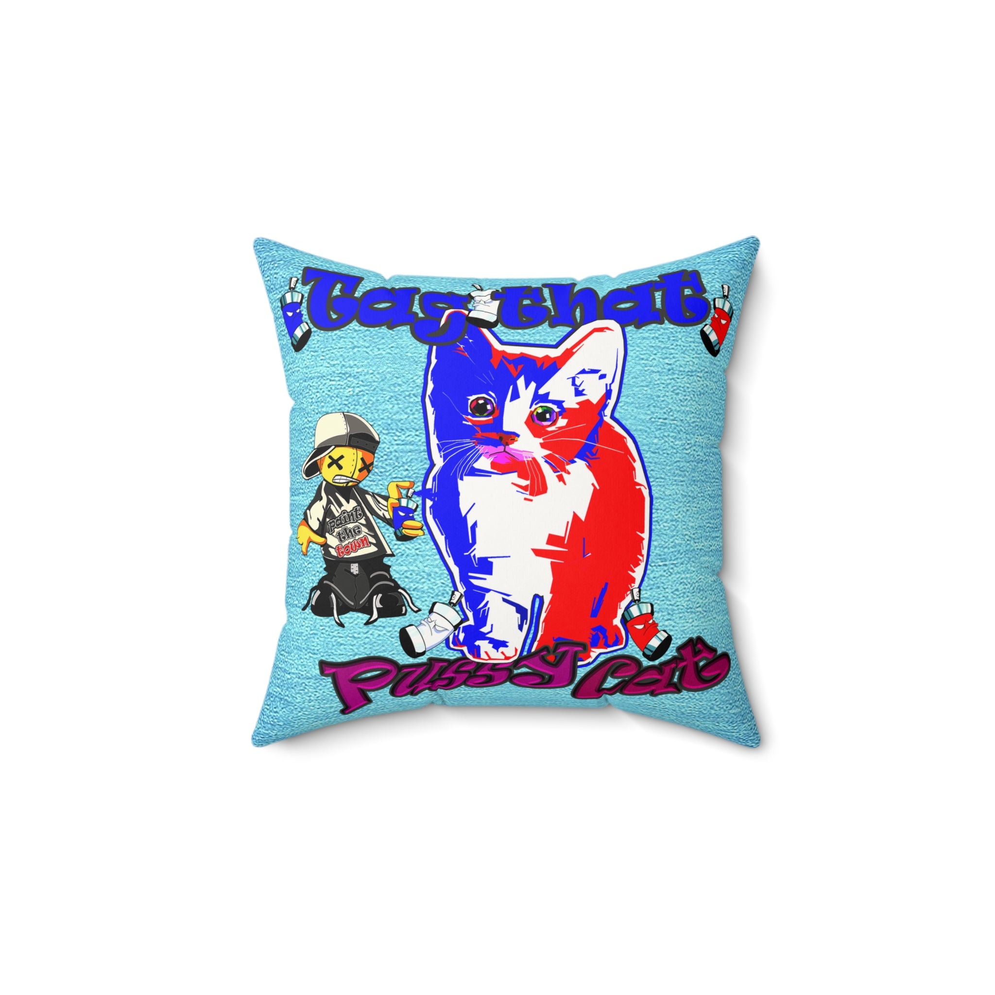 tag that - Faux Suede Square Pillow - (faded blue)