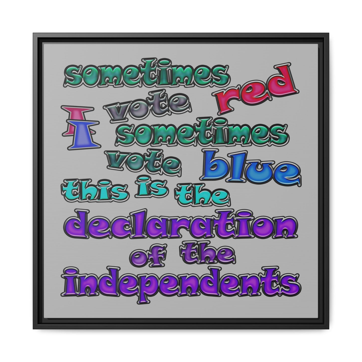 declaration of the independents - framed canvas art (light grey)