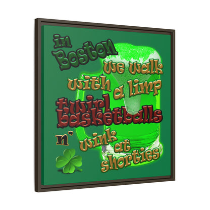 celtics logo - framed canvas art (dark green)