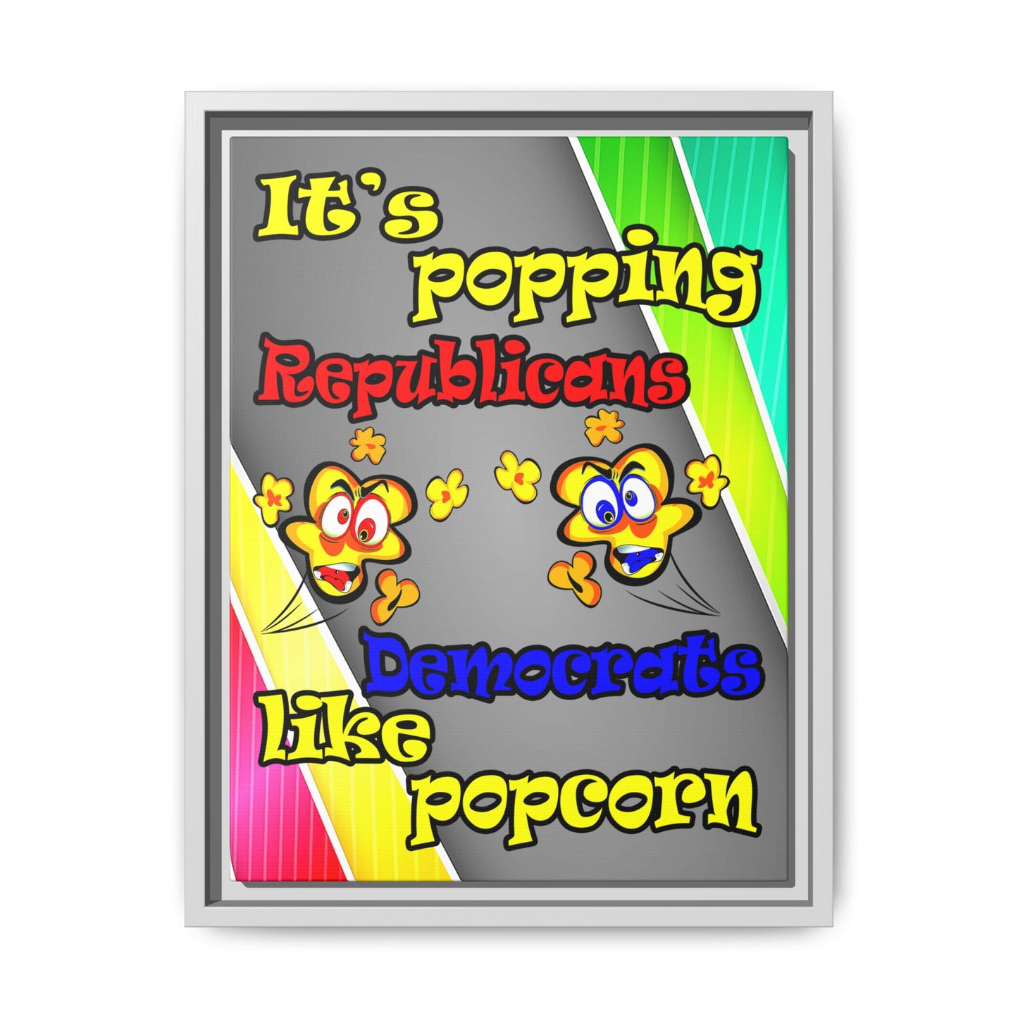 popping like popcorn - framed canvas art (rainbow split)