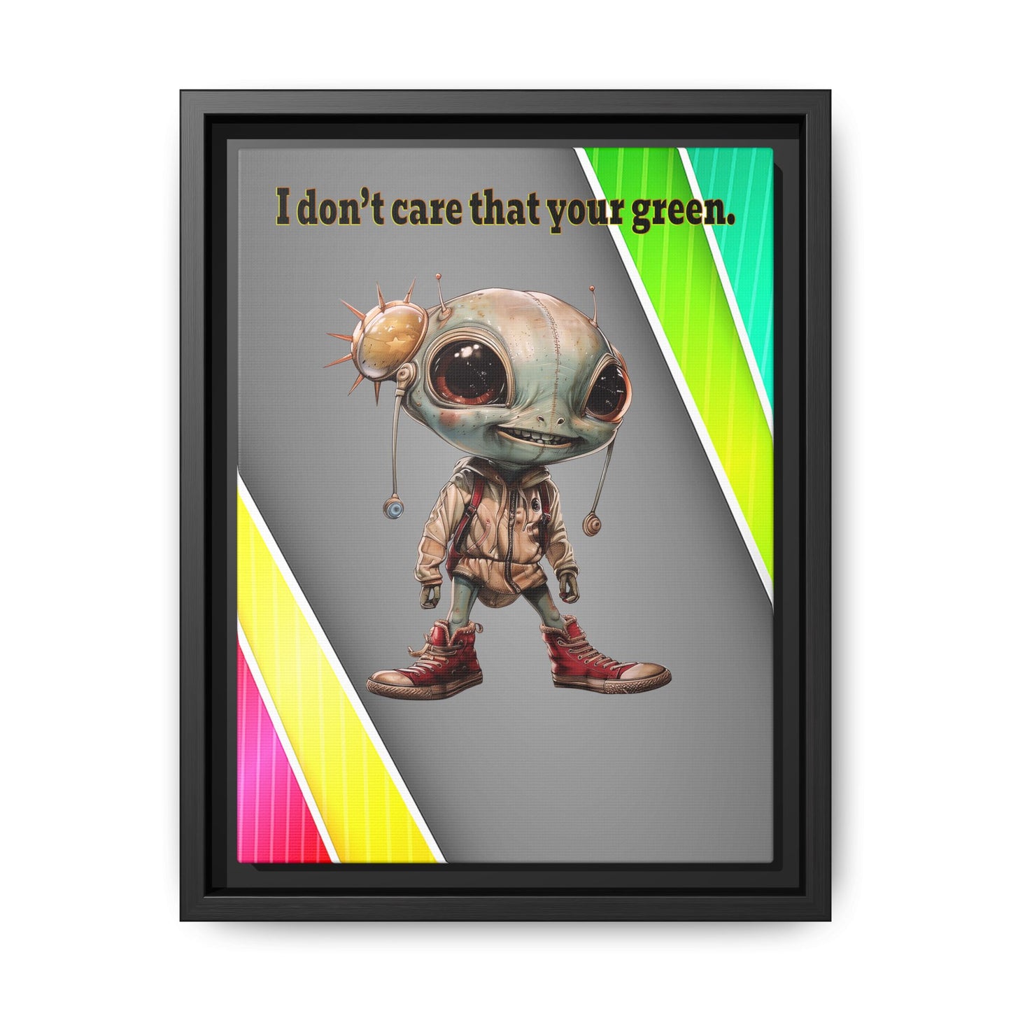 I don't care that your green - framed canvas art (rainbow split)