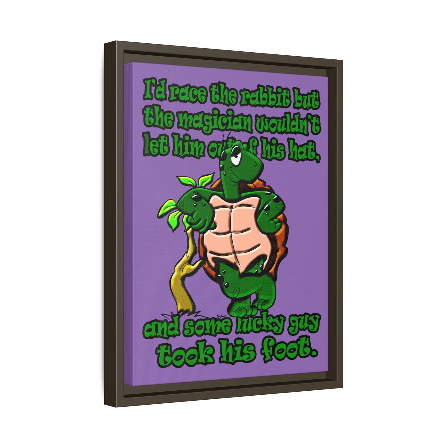 turtle race - framed canvas art (light purple)