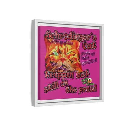 schrodinger's cat - framed canvas art (pink)