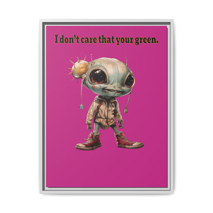 I don't care that your green - framed canvas art (pink)