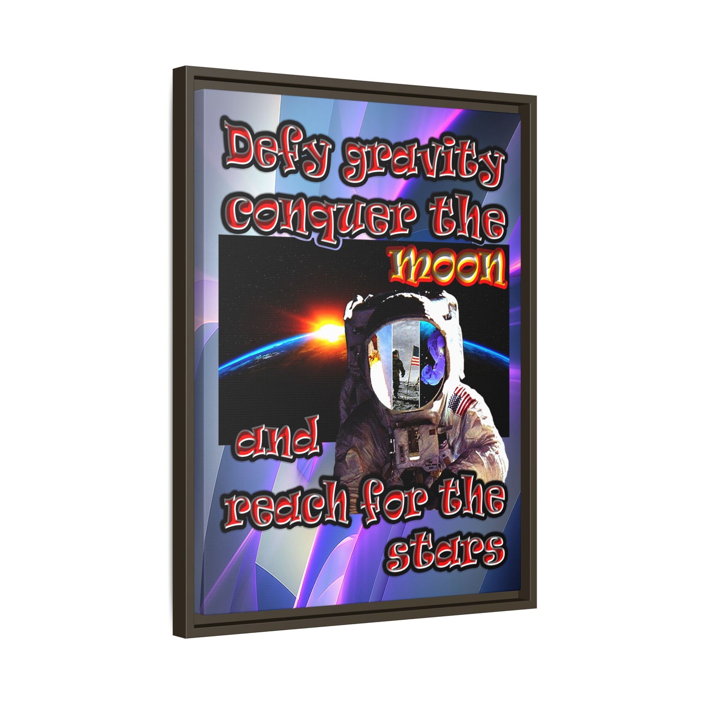 defy conquer reach - framed canvas art (grey-pink wave)