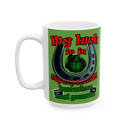 my luck - White Mug (green)